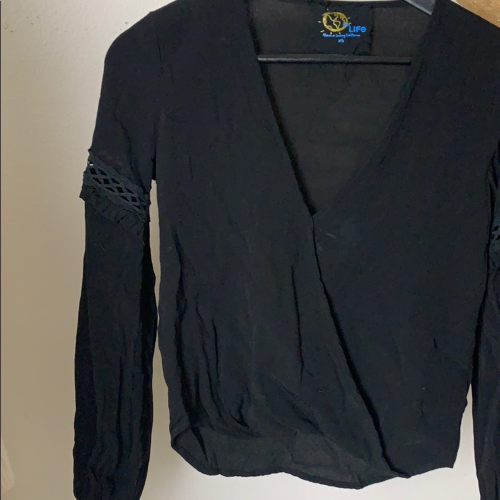 Black Wrap Blouse - Picture 2 of 4